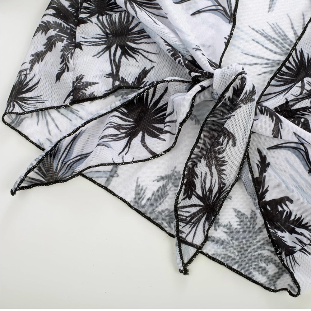Grace Karin Black and White Palm Print Bikini Set - Picture 6 of 13